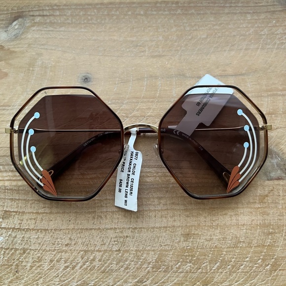 CHLOÉ Havana 58MM Hexagon Sunglasses New main image 4
